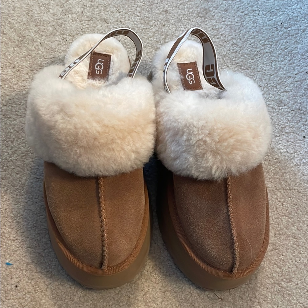 UGG Tan and Cream Funkette Sheepskin Slippers